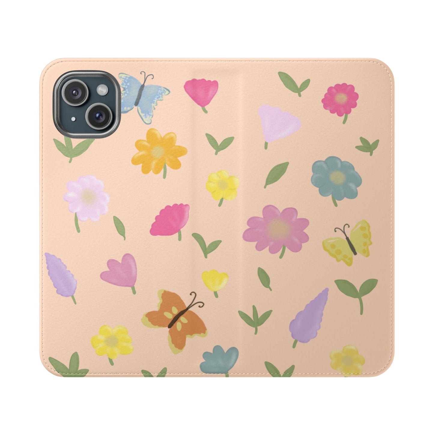 Floral Butterfly Flip Case - Vibrant Phone Wallet Cover for Nature Lovers