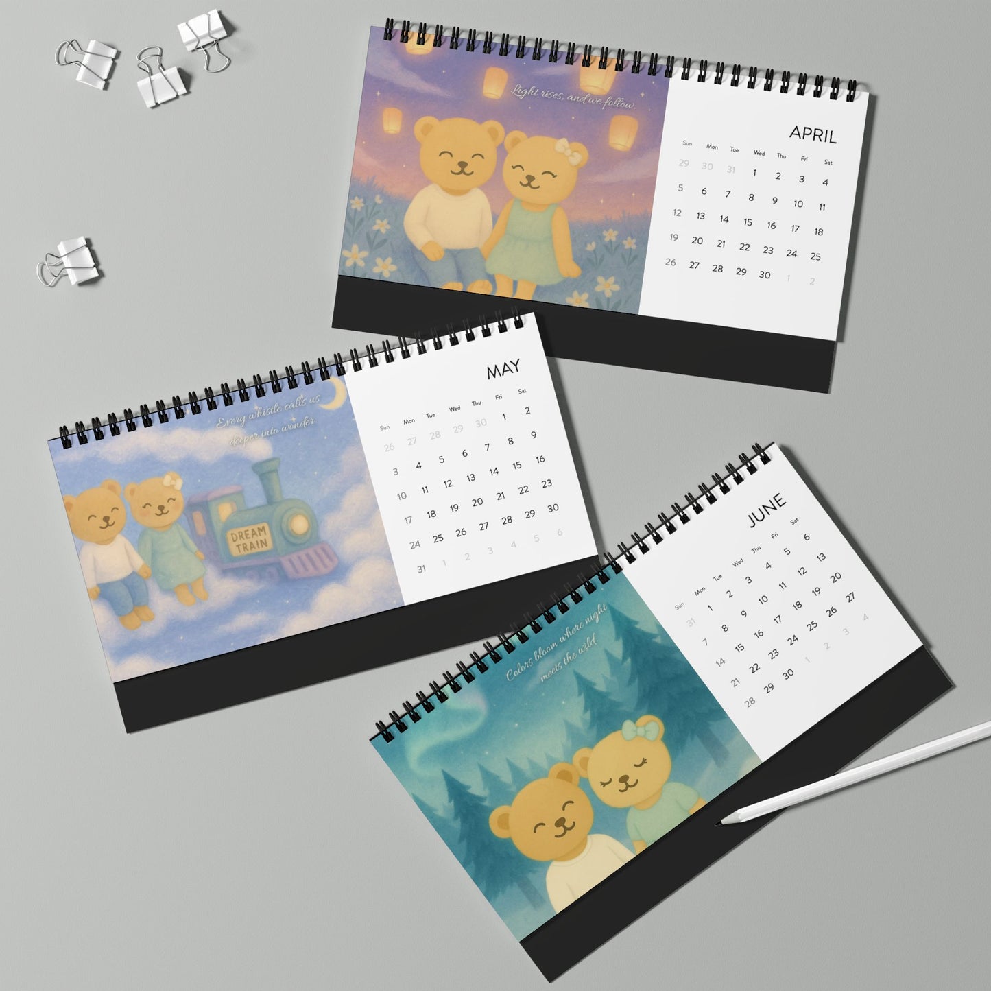 Whispers of a Dream 2026 Desk Calendar | Dream Train Cozy Planner Gift