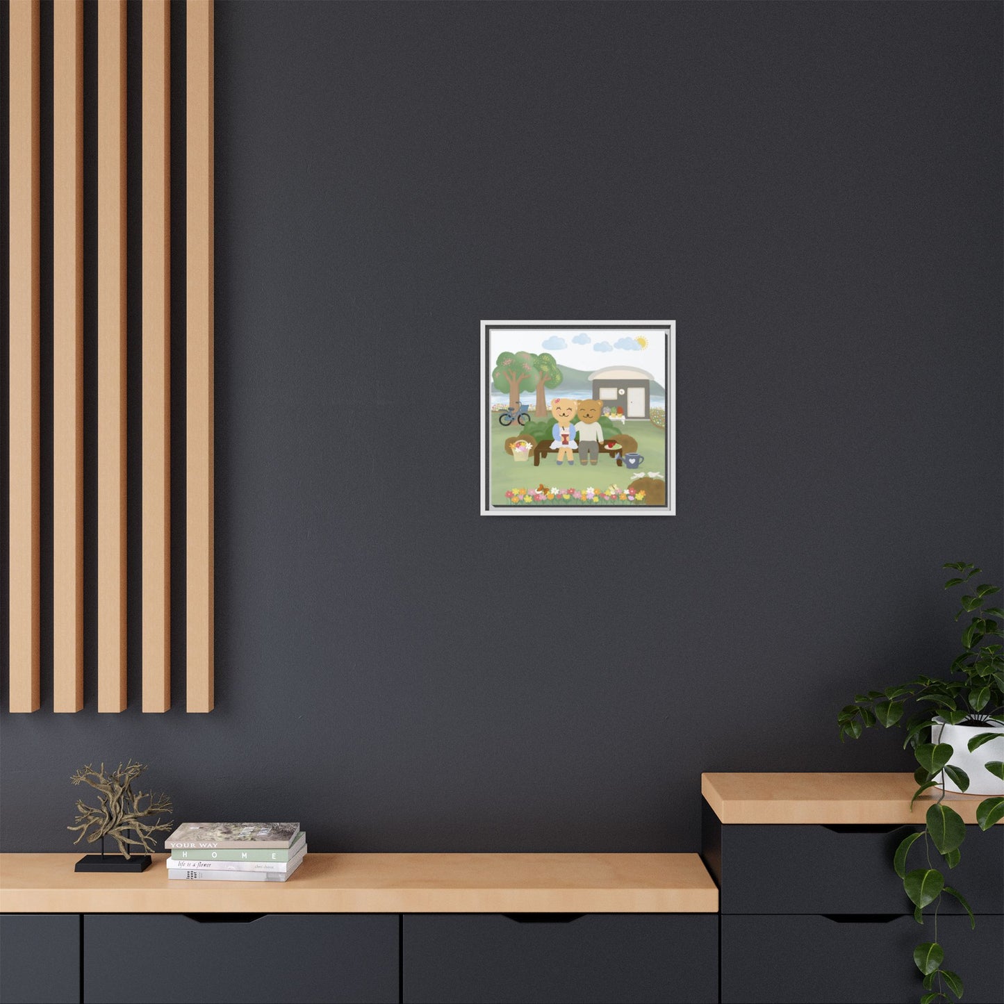 Whimsical Bear Love Framed Canvas Wall Art