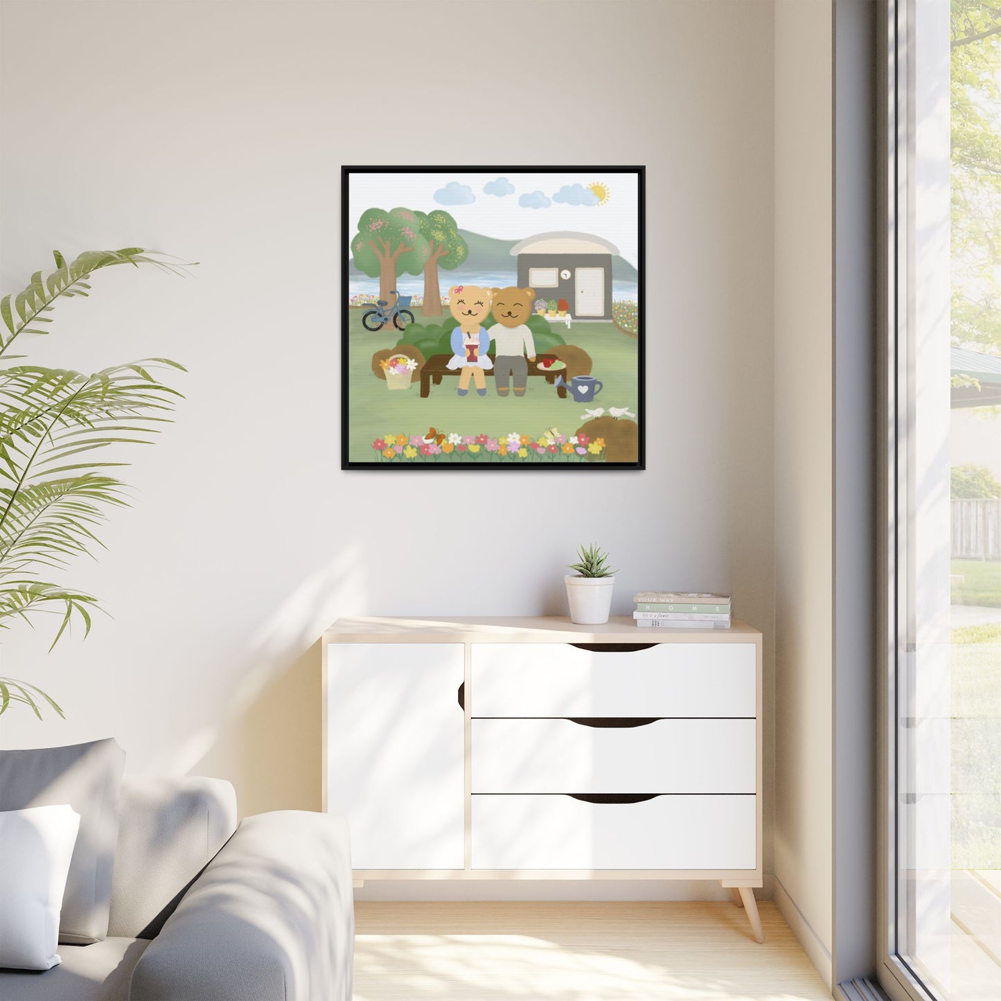 Whimsical Bear Love Framed Canvas Wall Art
