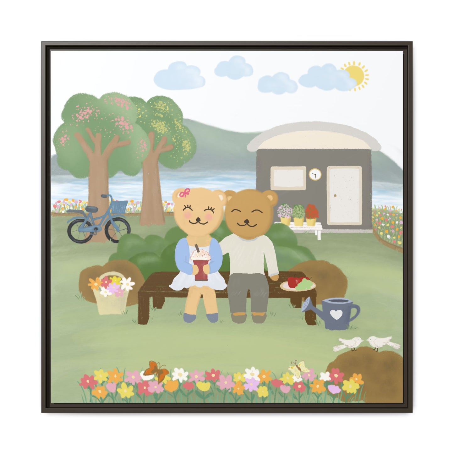 Whimsical Bear Love Framed Canvas Wall Art