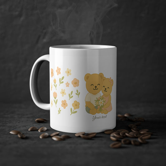 Cute Bear Couple Mug – Cozy Floral Coffee Cup Gift for Tea Lovers