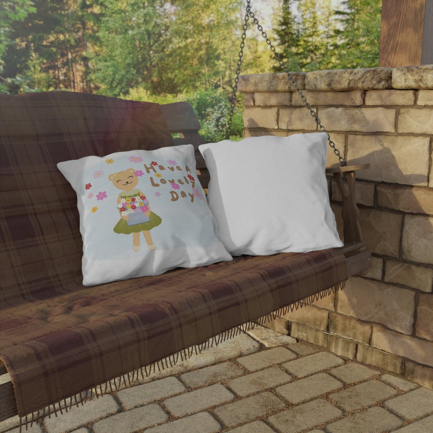 Whimsical Outdoor Pillows - 'Have A Lovely Day' Floral Decor