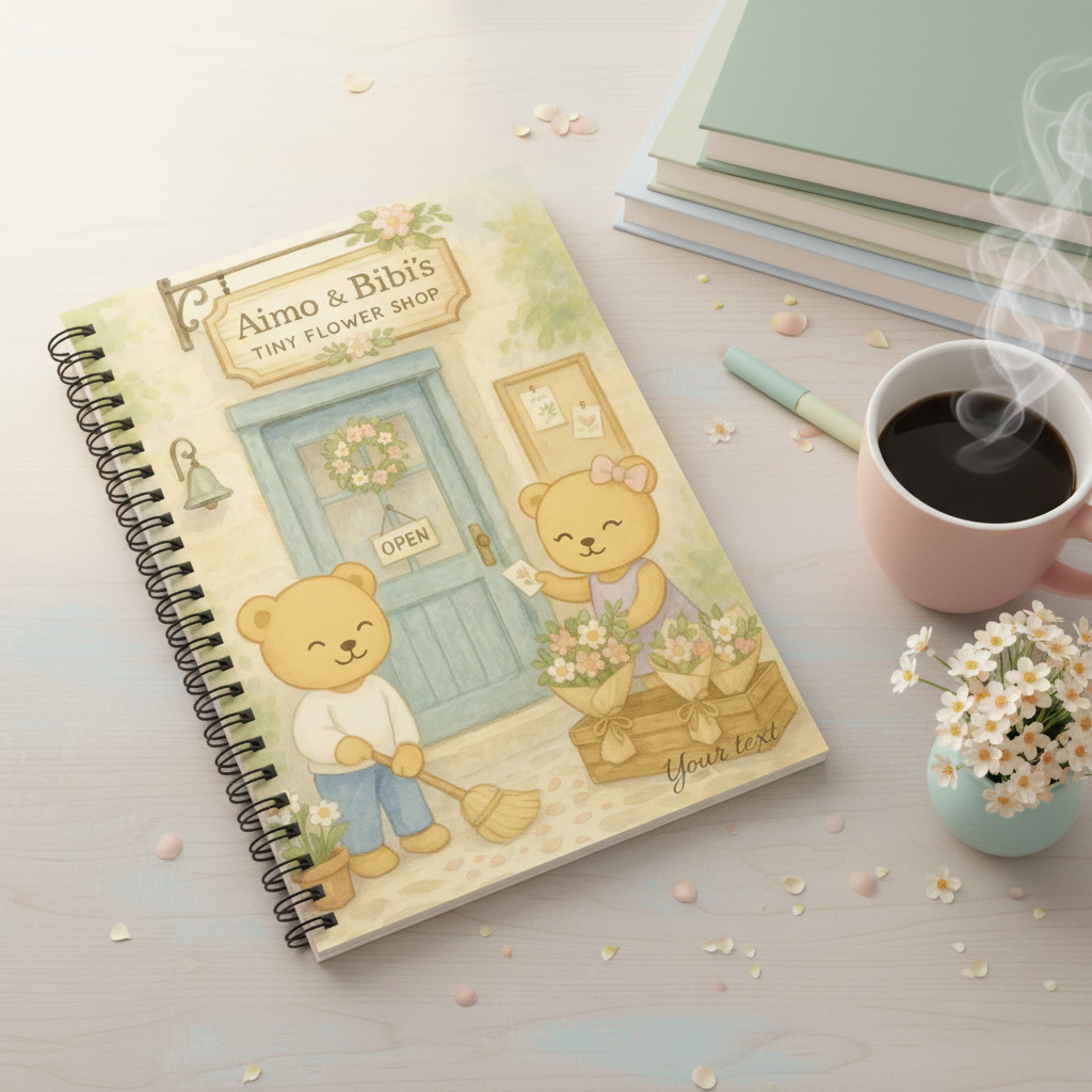 Tiny Flower Shop Spiral Notebook – Cute Bear Journal & Stationery
