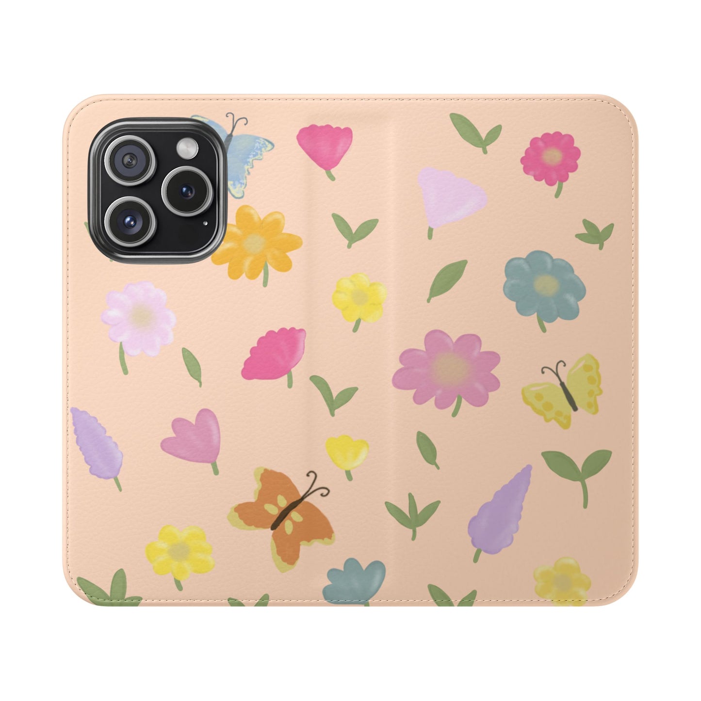 Floral Butterfly Flip Case - Vibrant Phone Wallet Cover for Nature Lovers