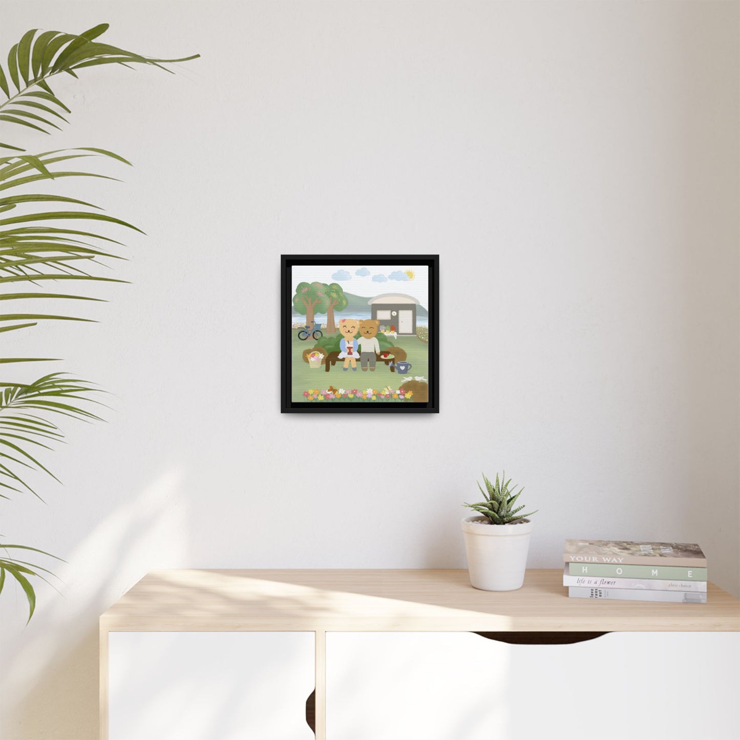 Whimsical Bear Love Framed Canvas Wall Art
