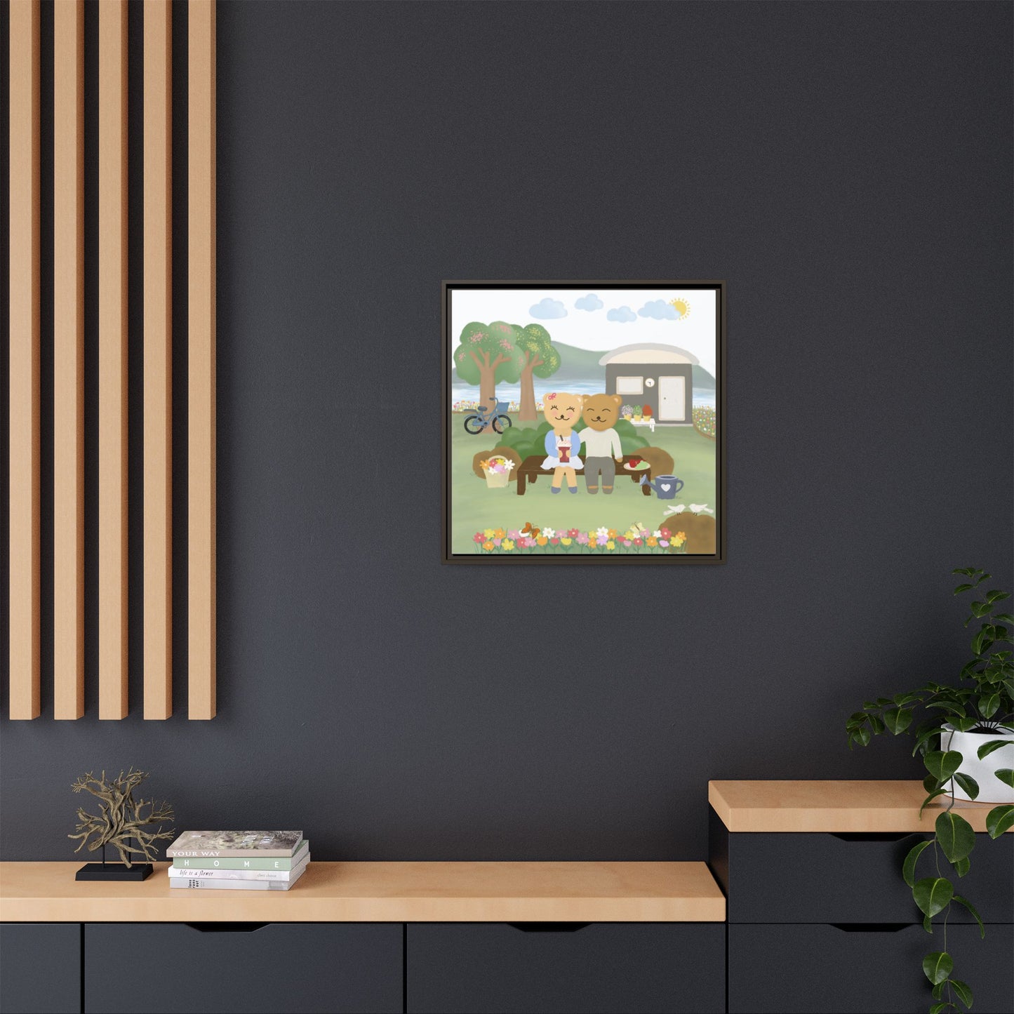 Whimsical Bear Love Framed Canvas Wall Art
