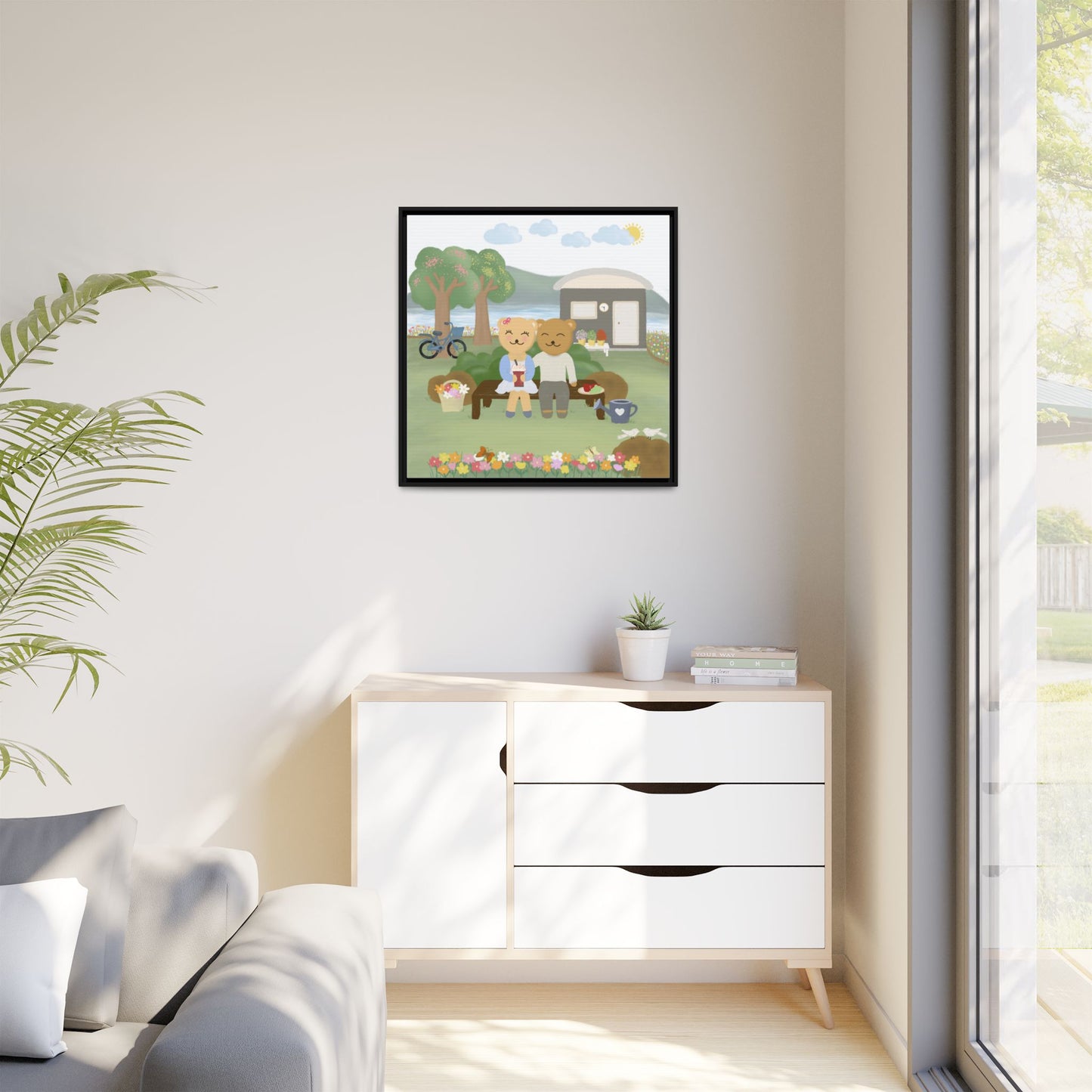Whimsical Bear Love Framed Canvas Wall Art