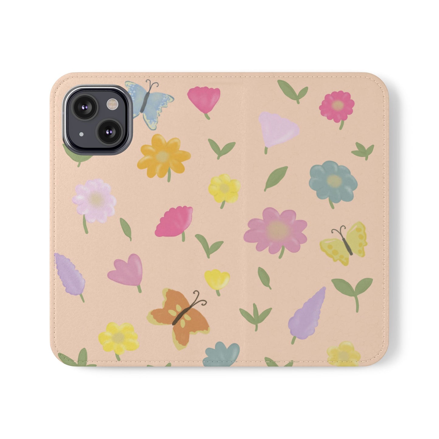 Floral Butterfly Flip Case - Vibrant Phone Wallet Cover for Nature Lovers