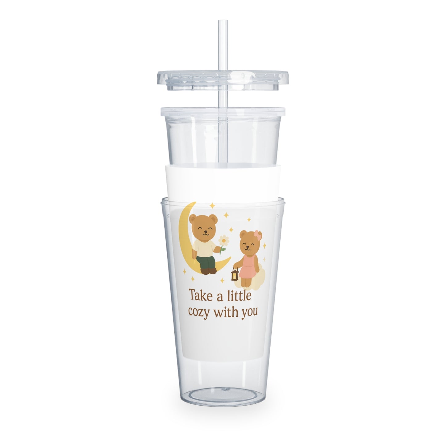 Cozy Bear Tumbler with Quote – Cute Cup with Straw for Travel & Gifts