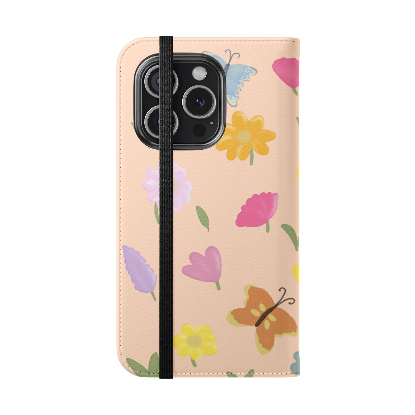 Floral Butterfly Flip Case - Vibrant Phone Wallet Cover for Nature Lovers