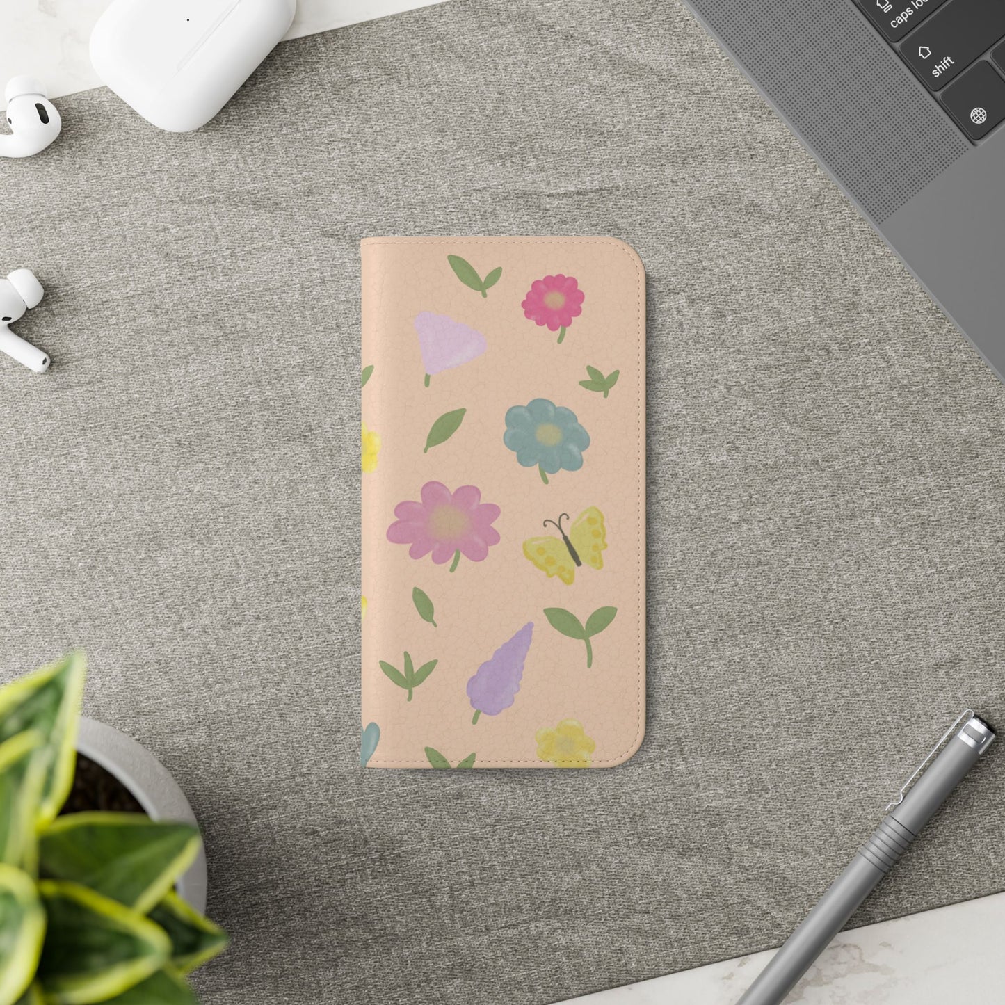 Floral Butterfly Flip Case - Vibrant Phone Wallet Cover for Nature Lovers