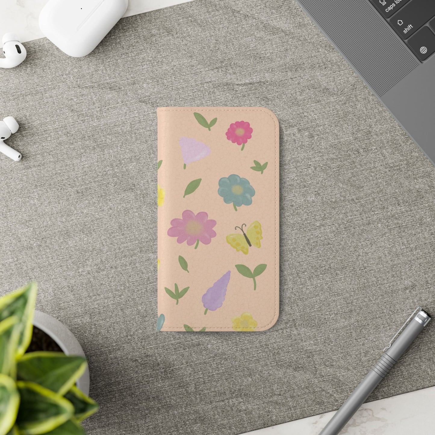 Floral Butterfly Flip Case - Vibrant Phone Wallet Cover for Nature Lovers