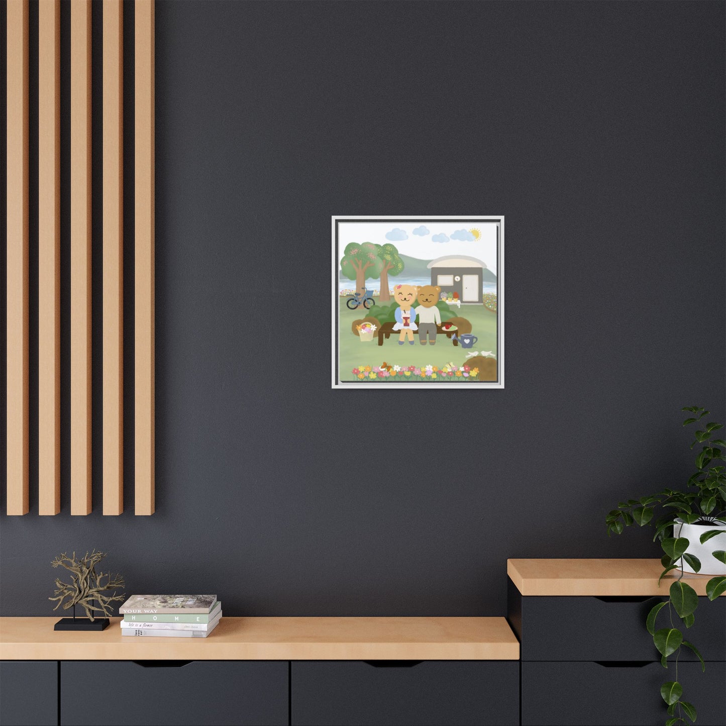Whimsical Bear Love Framed Canvas Wall Art