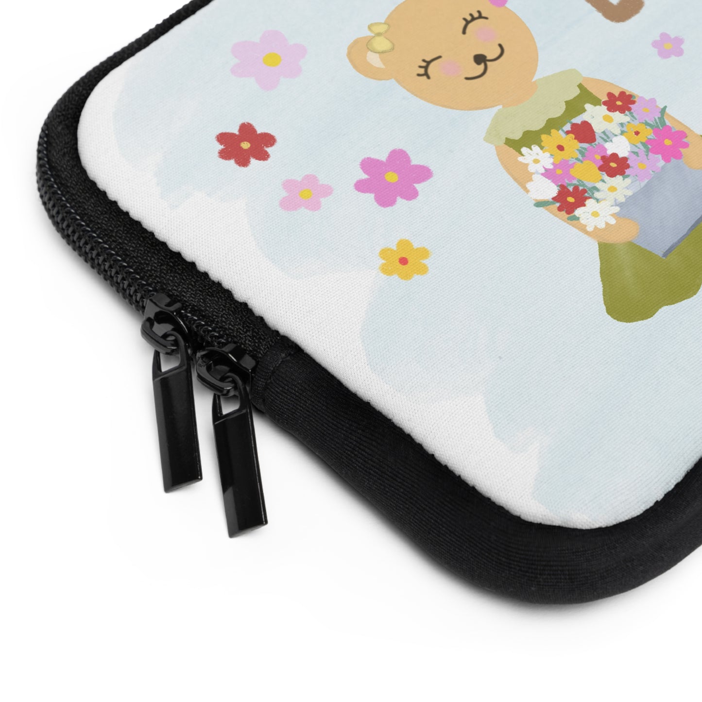 Cute Floral Bear Laptop Sleeve - "Have a Lovely Day"