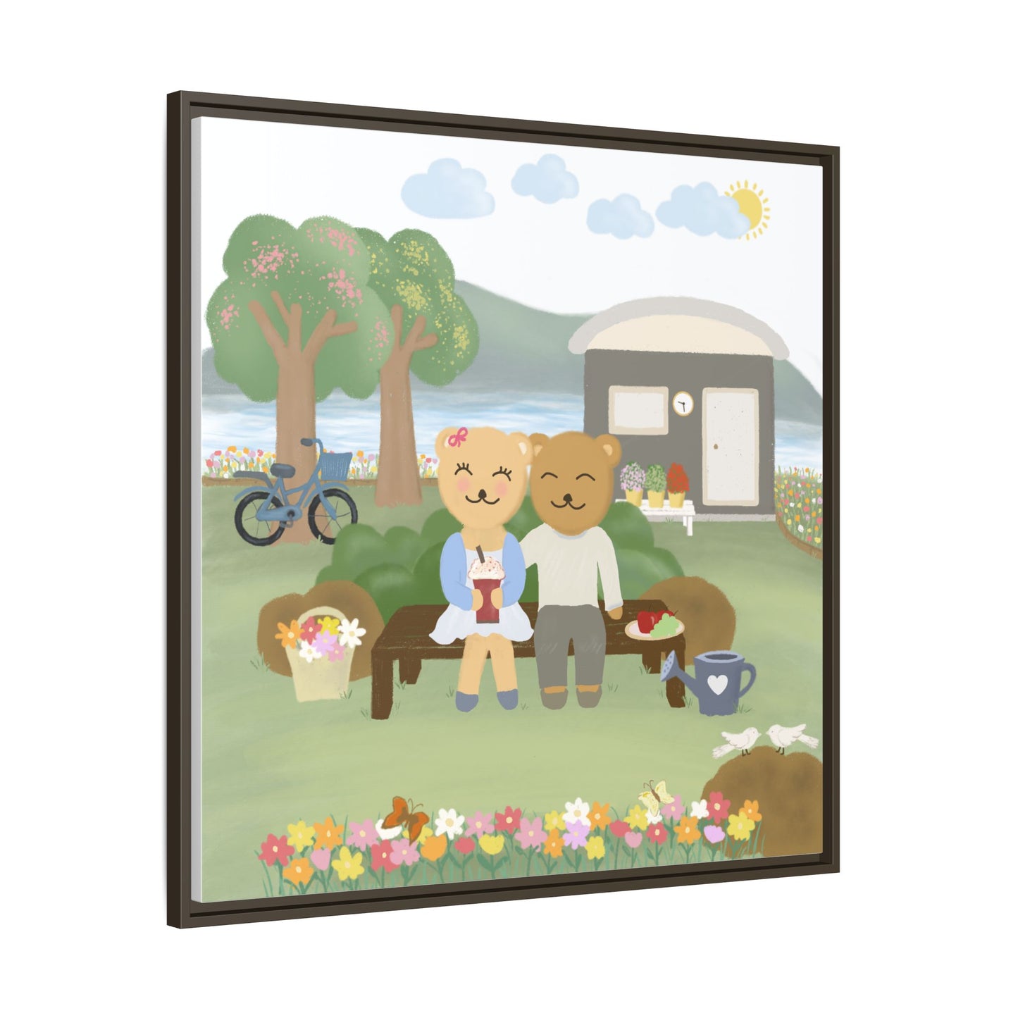 Whimsical Bear Love Framed Canvas Wall Art