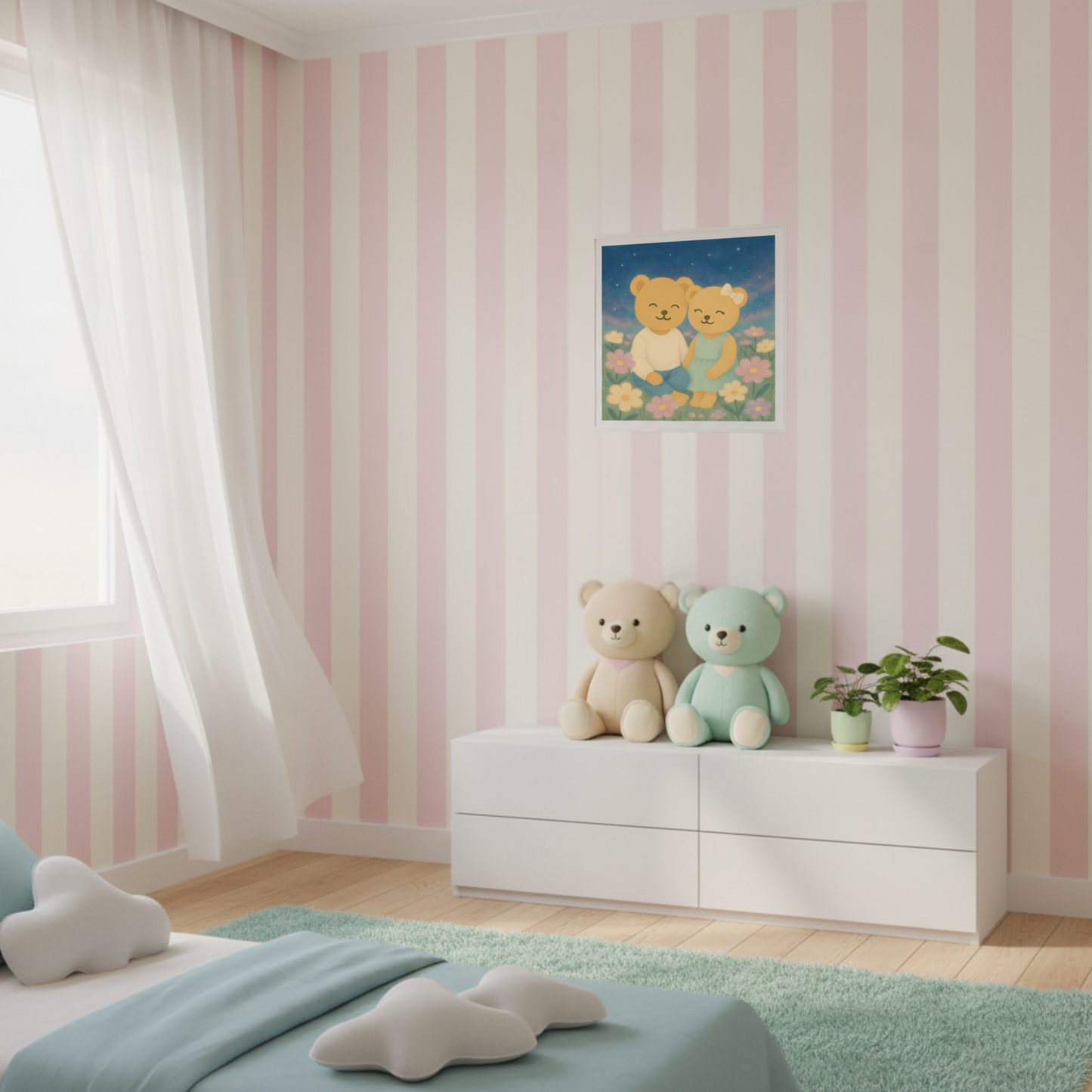 Whispers of a Dream Poster | Cozy Bear Couple Wall Art Print