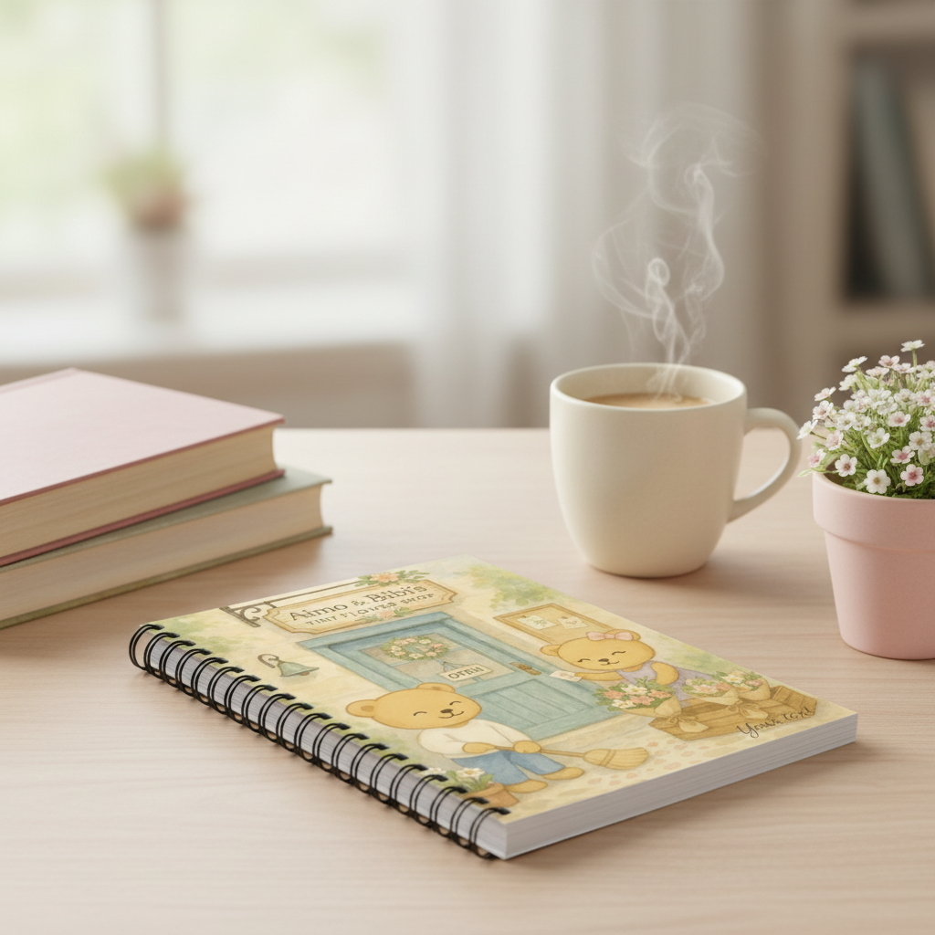 Tiny Flower Shop Spiral Notebook – Cute Bear Journal & Stationery