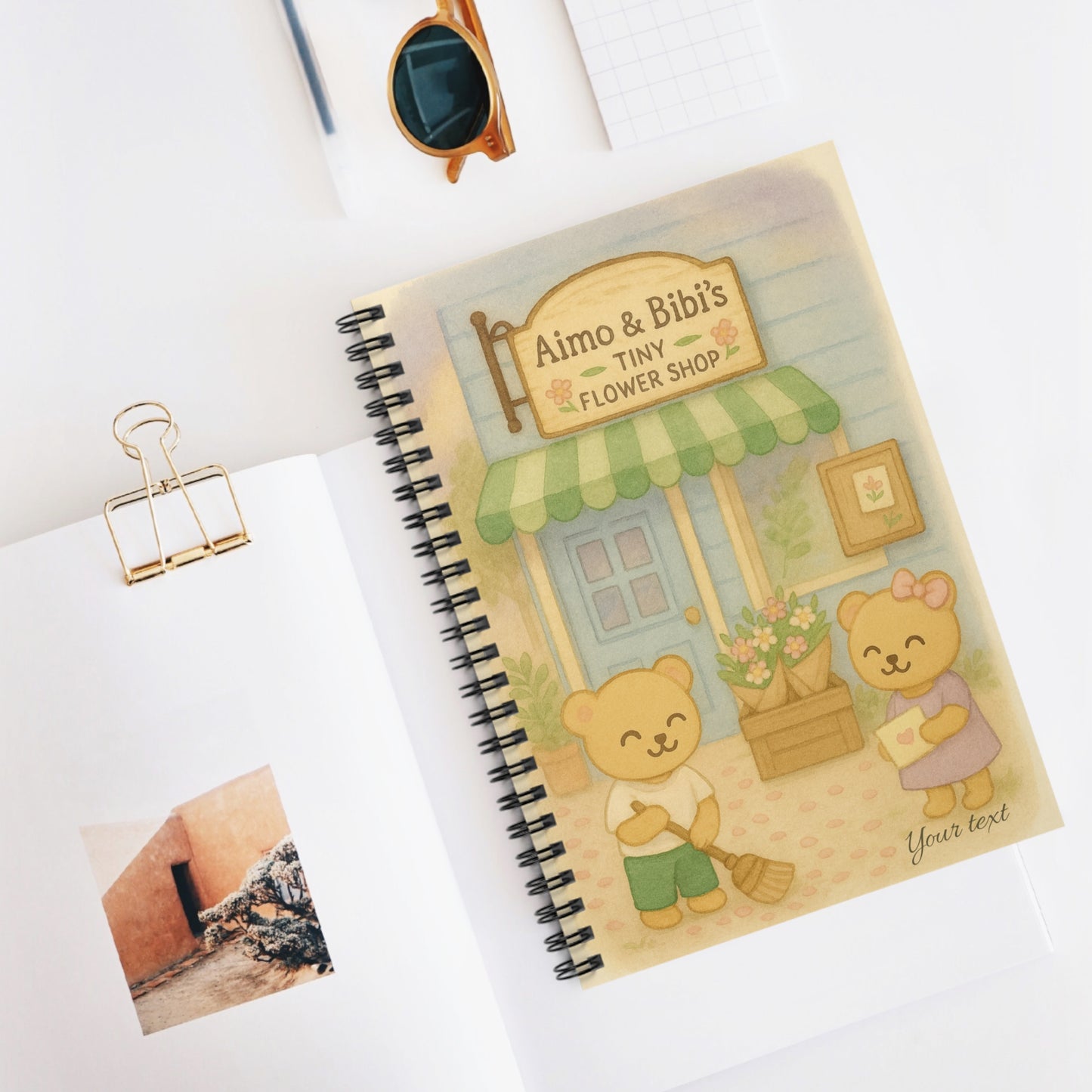 Tiny Flower Shop Spiral Notebook – Cute Bear Kids Journal Gift