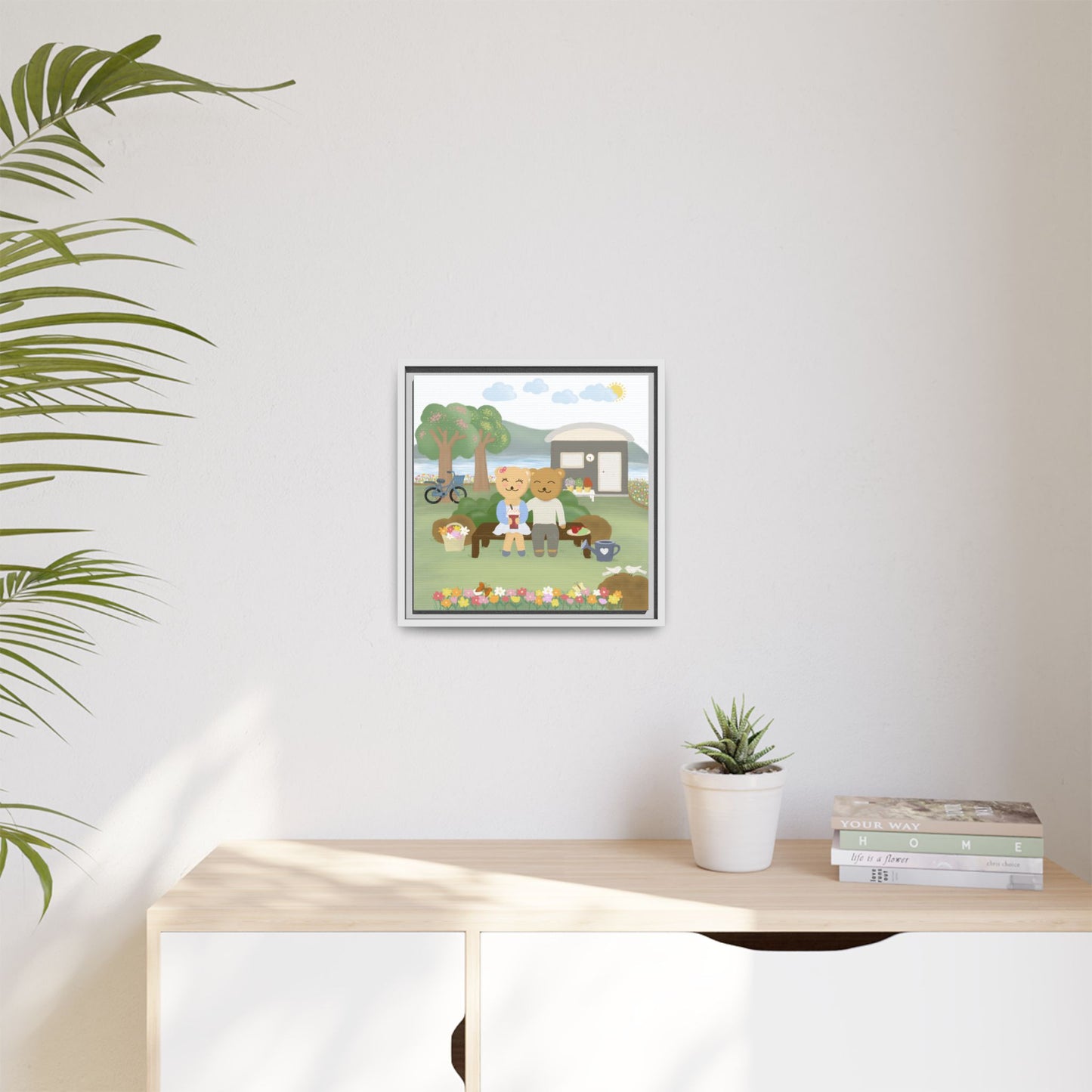 Whimsical Bear Love Framed Canvas Wall Art