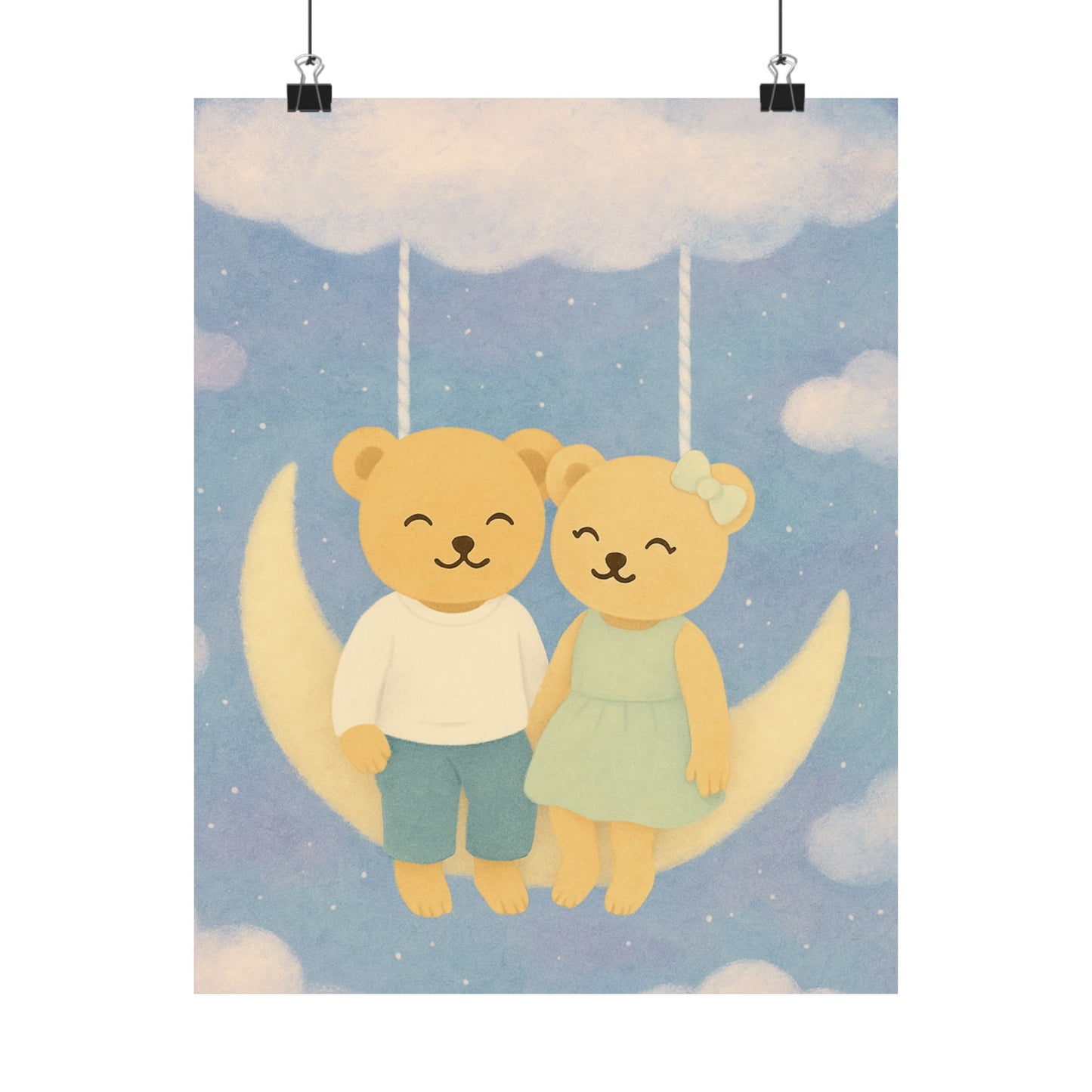 Whispers of a Dream Poster | Cloud Swing Bear Nursery Art