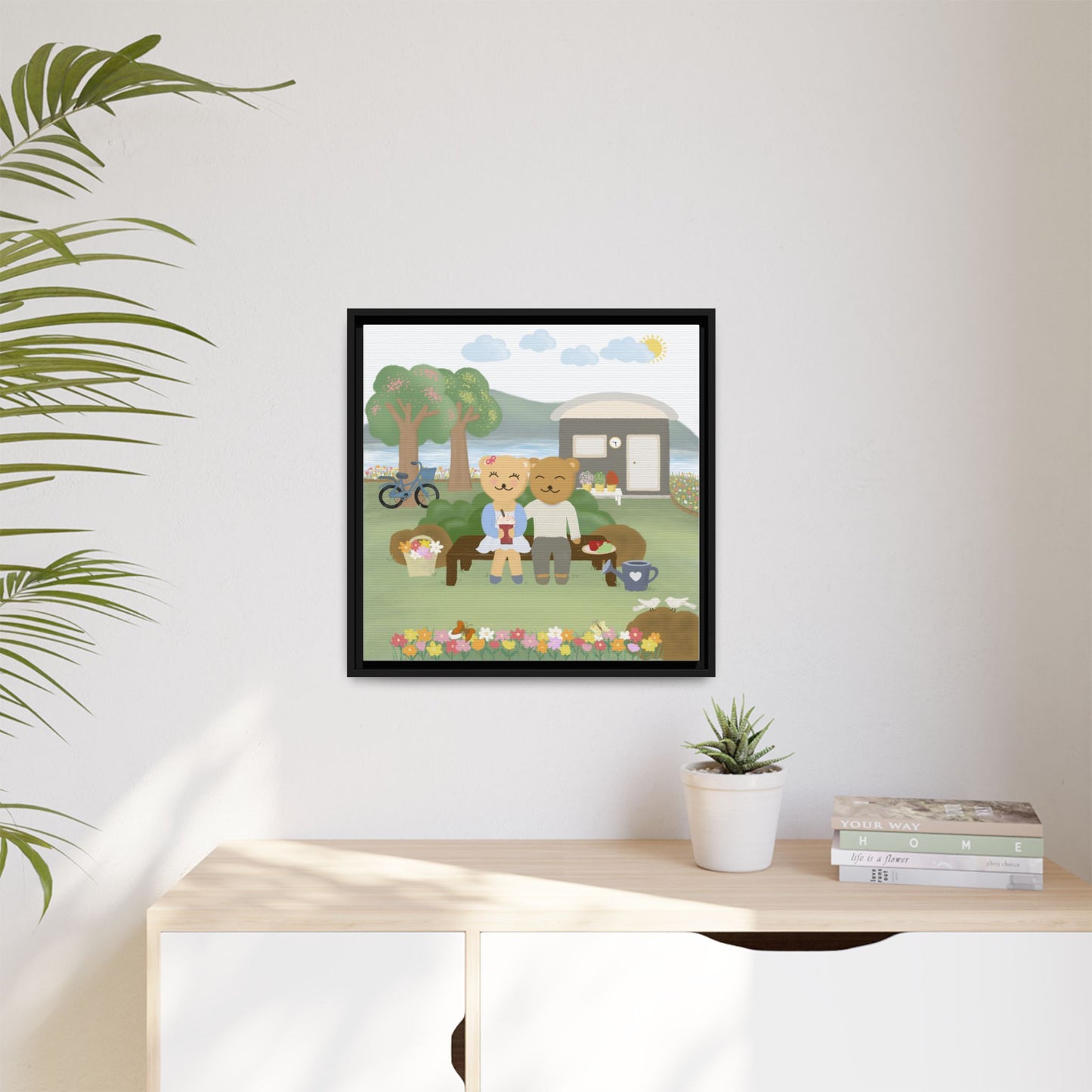 Whimsical Bear Love Framed Canvas Wall Art