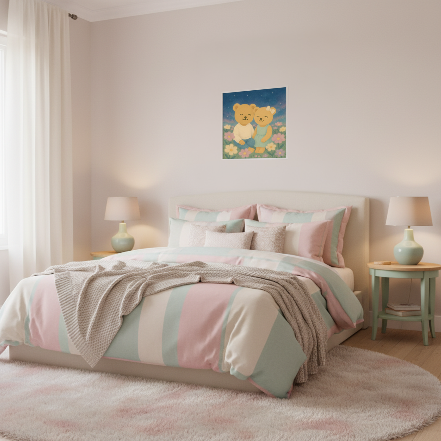 Whispers of a Dream Poster | Cozy Bear Couple Wall Art Print