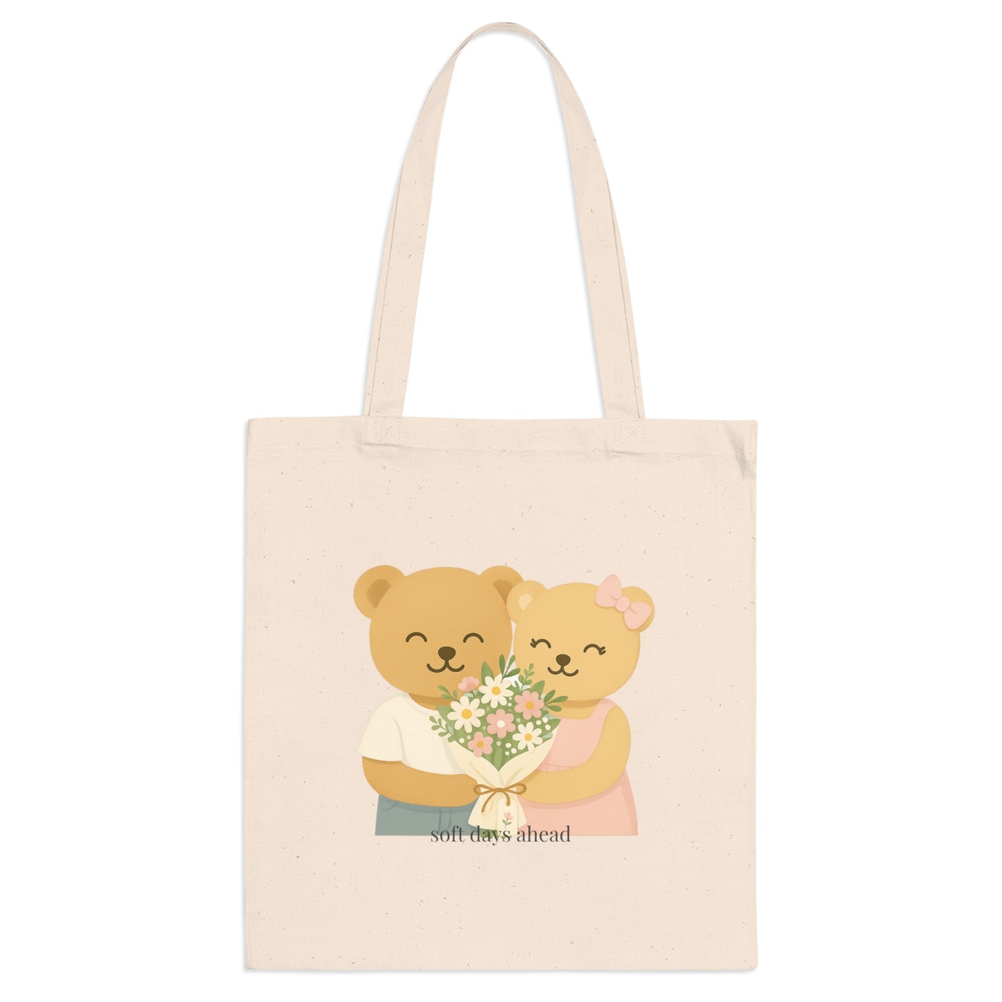 Bear Couple Tote Bag – Soft Days Ahead Floral Eco-Friendly Gift
