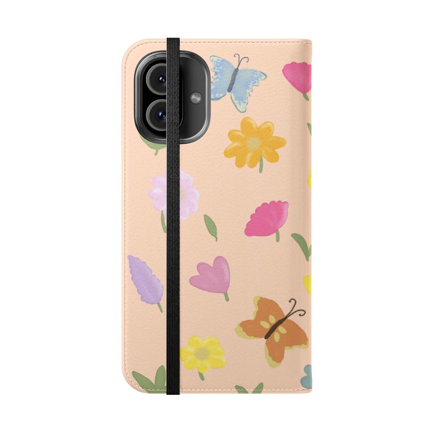 Floral Butterfly Flip Case - Vibrant Phone Wallet Cover for Nature Lovers