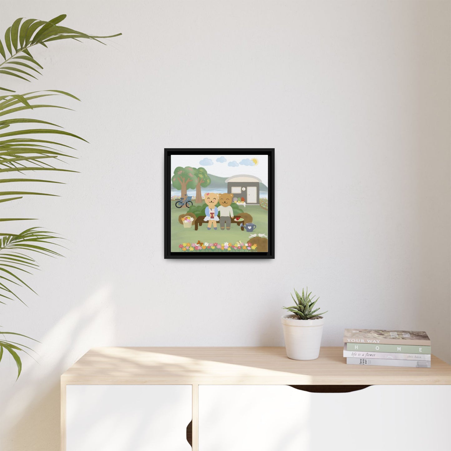 Whimsical Bear Love Framed Canvas Wall Art