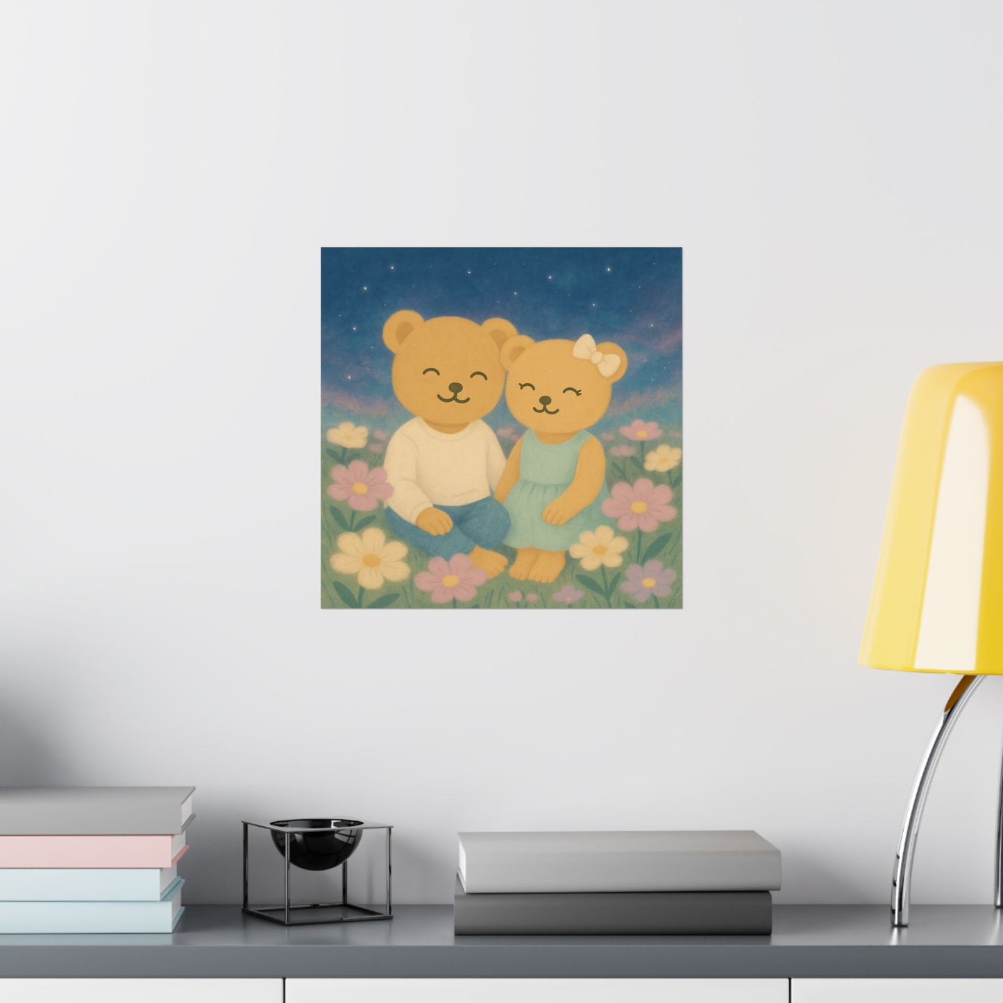 Whispers of a Dream Poster | Cozy Bear Couple Wall Art Print