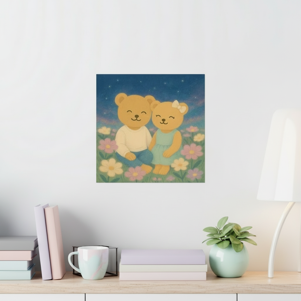 Whispers of a Dream Poster | Cozy Bear Couple Wall Art Print