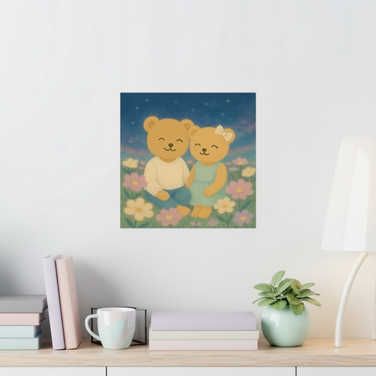Whispers of a Dream Poster | Cozy Bear Couple Wall Art Print