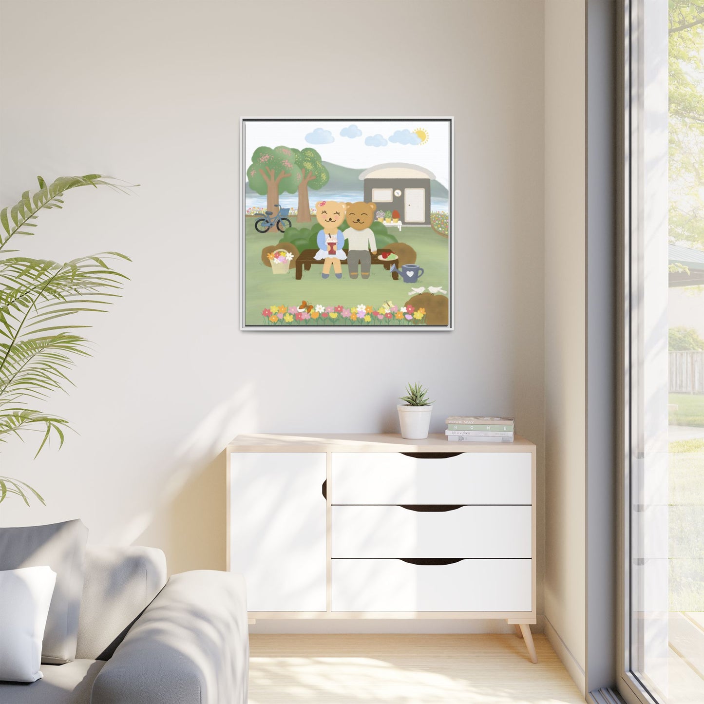 Whimsical Bear Love Framed Canvas Wall Art