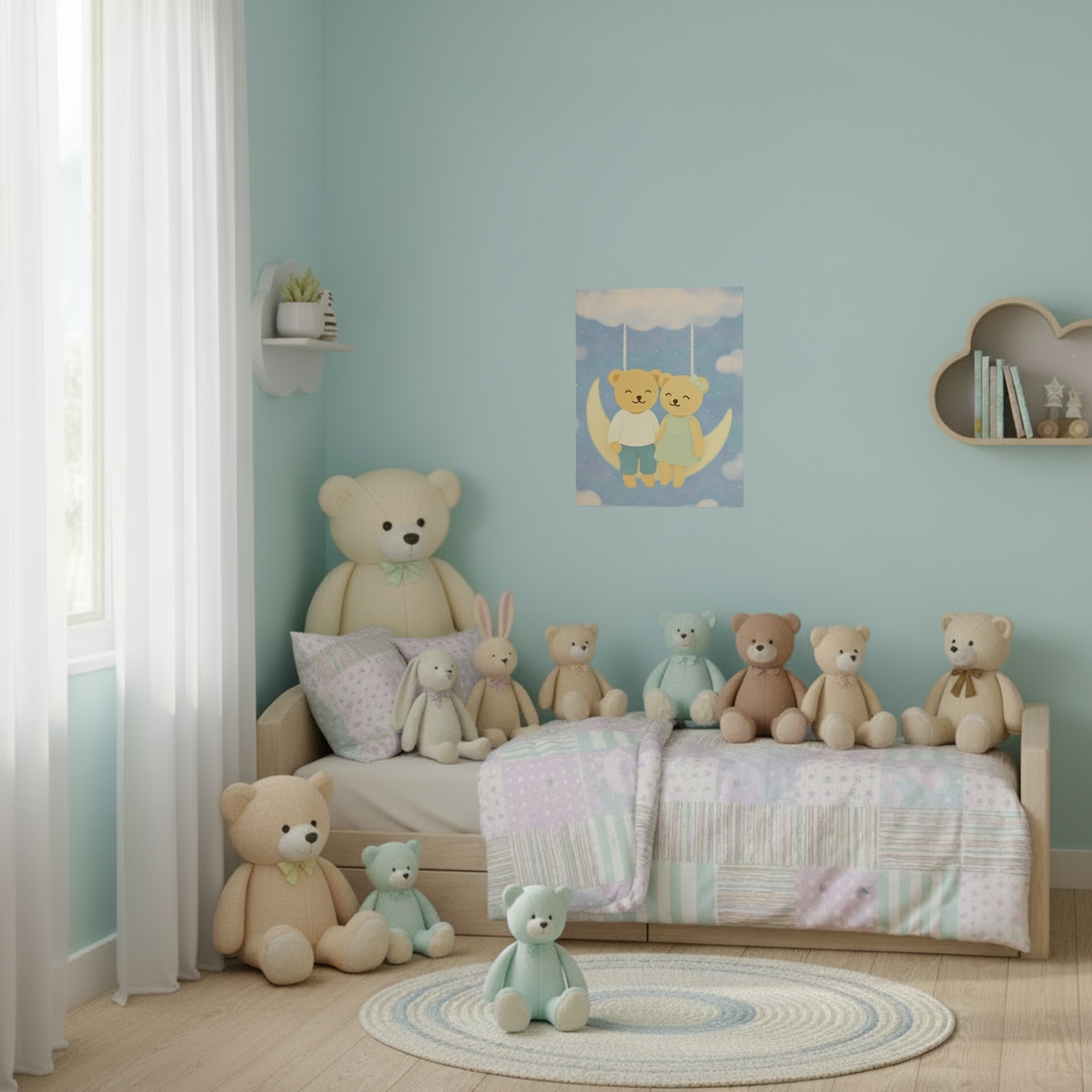 Whispers of a Dream Poster | Cloud Swing Bear Nursery Art