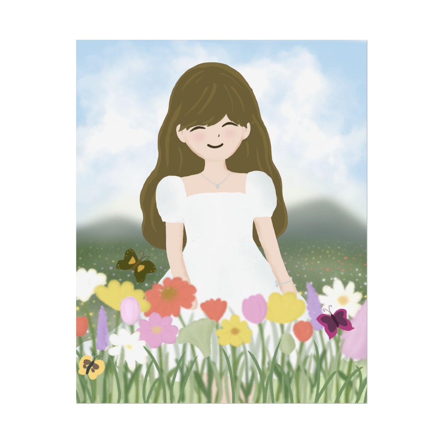 Whimsical Floral Girl Rolled Poster - Perfect for Home Decor & Gift