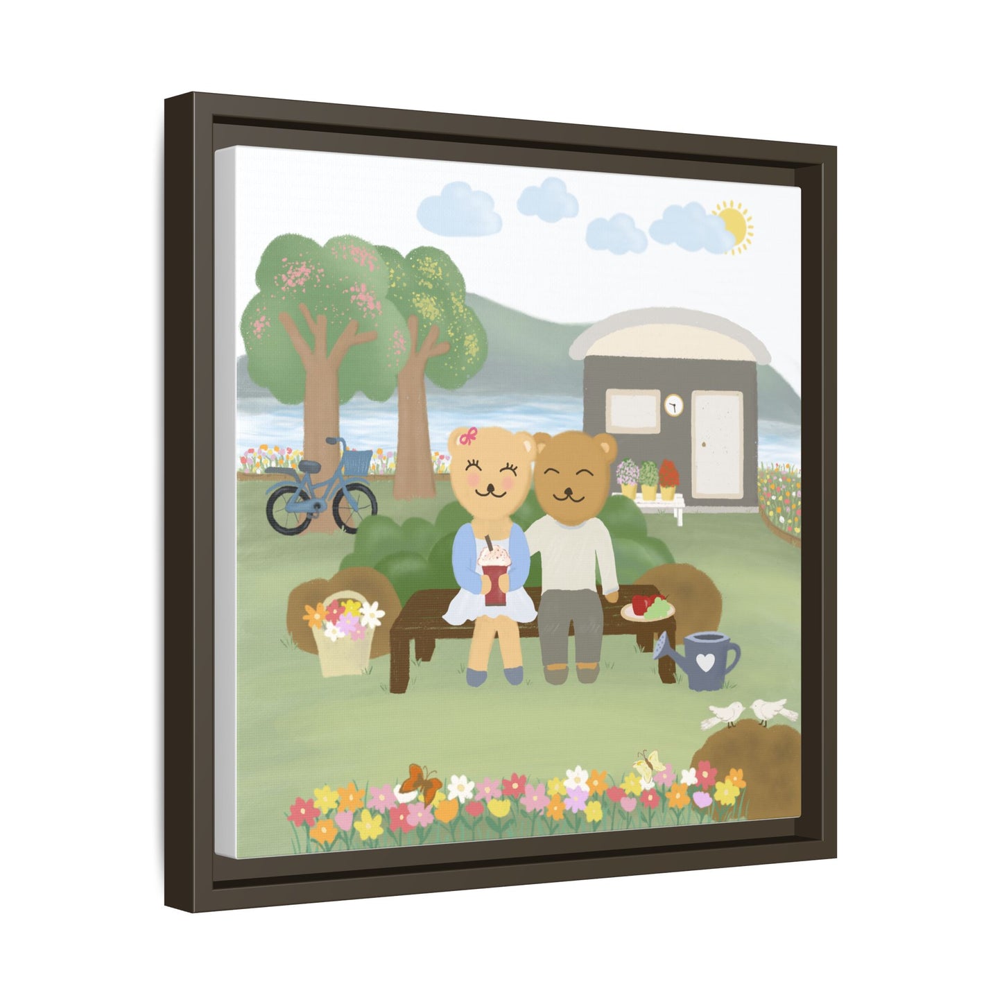Whimsical Bear Love Framed Canvas Wall Art