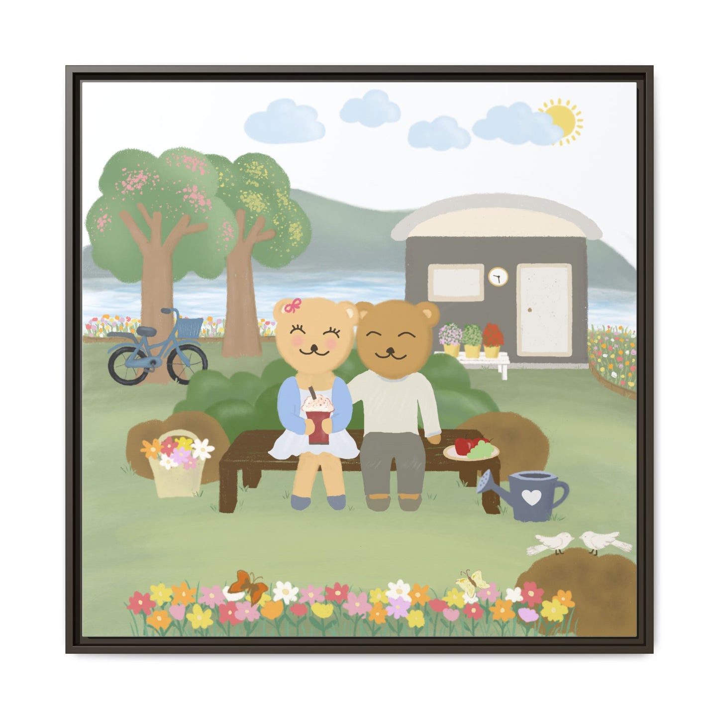 Whimsical Bear Love Framed Canvas Wall Art