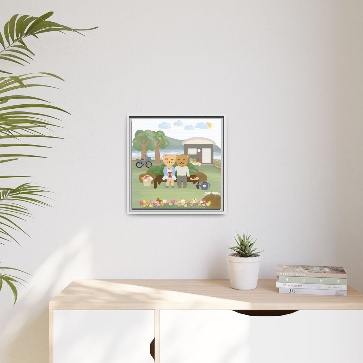 Whimsical Bear Love Framed Canvas Wall Art