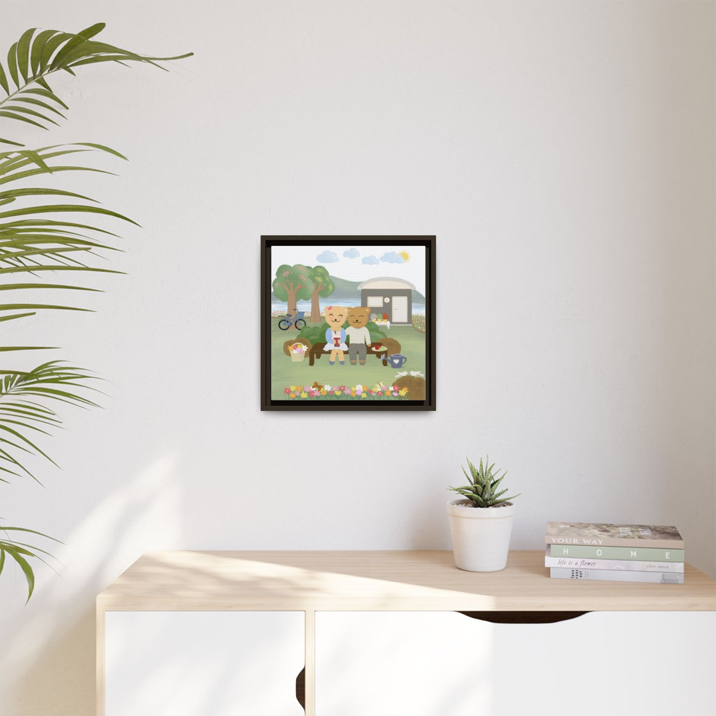 Whimsical Bear Love Framed Canvas Wall Art