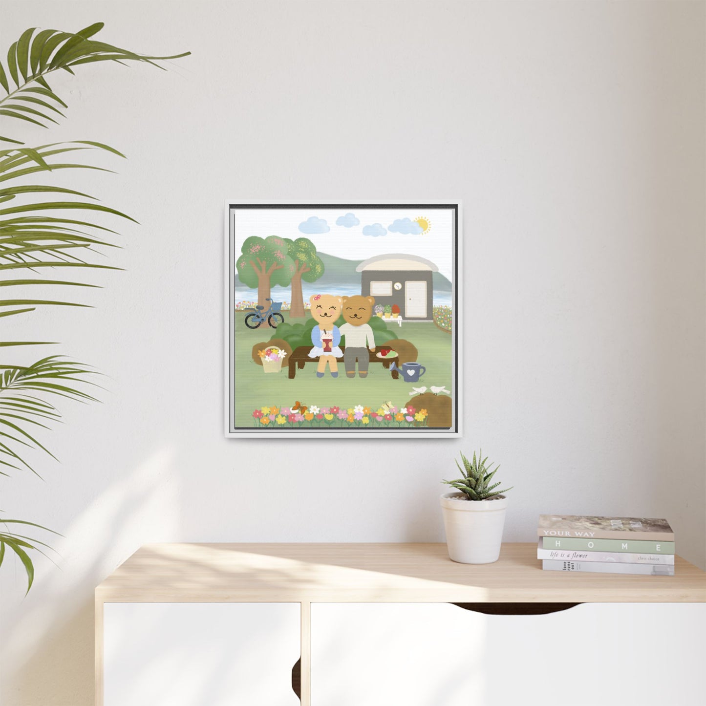 Whimsical Bear Love Framed Canvas Wall Art