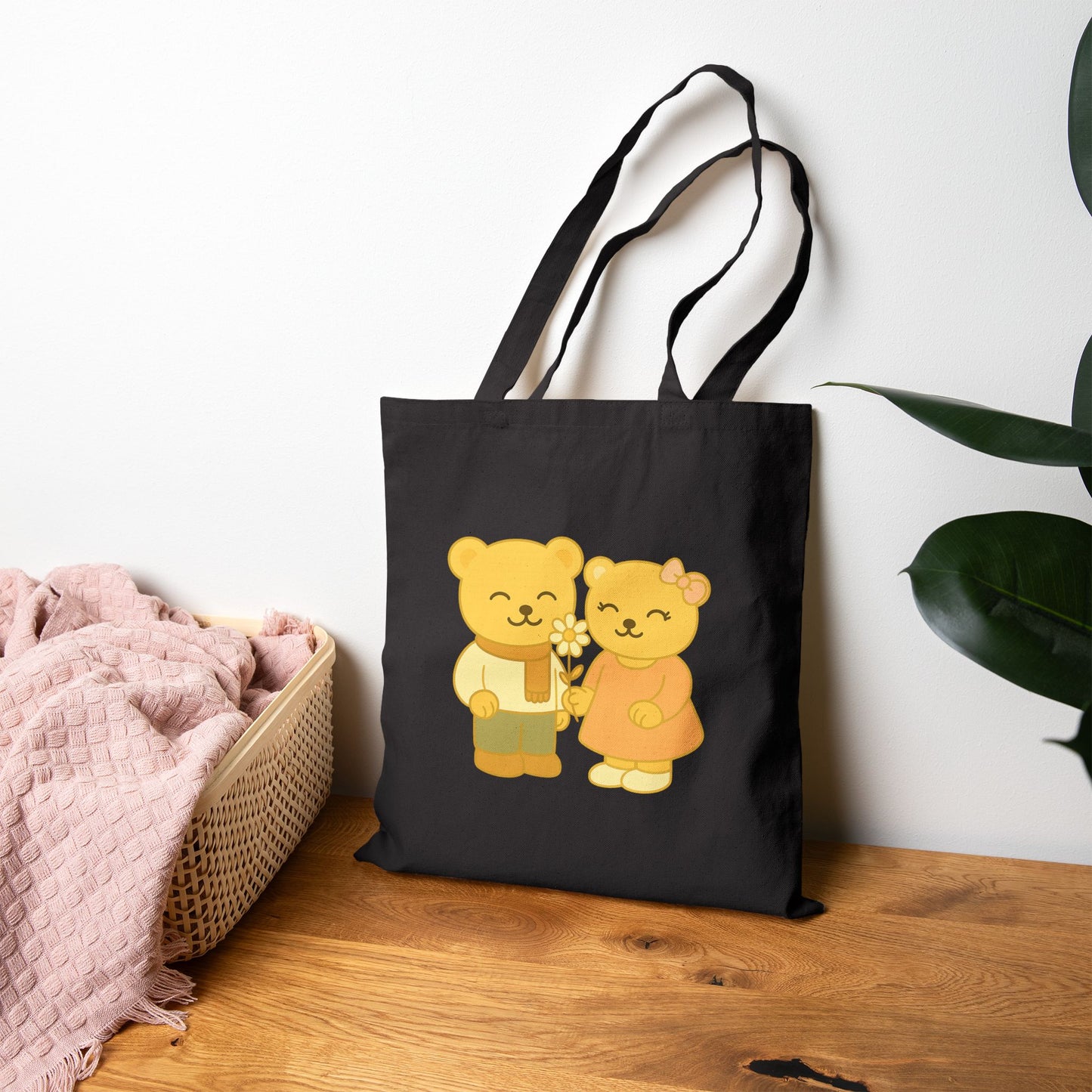 Cozy Bear Tote Bag with Quote – Eco-Friendly Shopping & Gift Bag