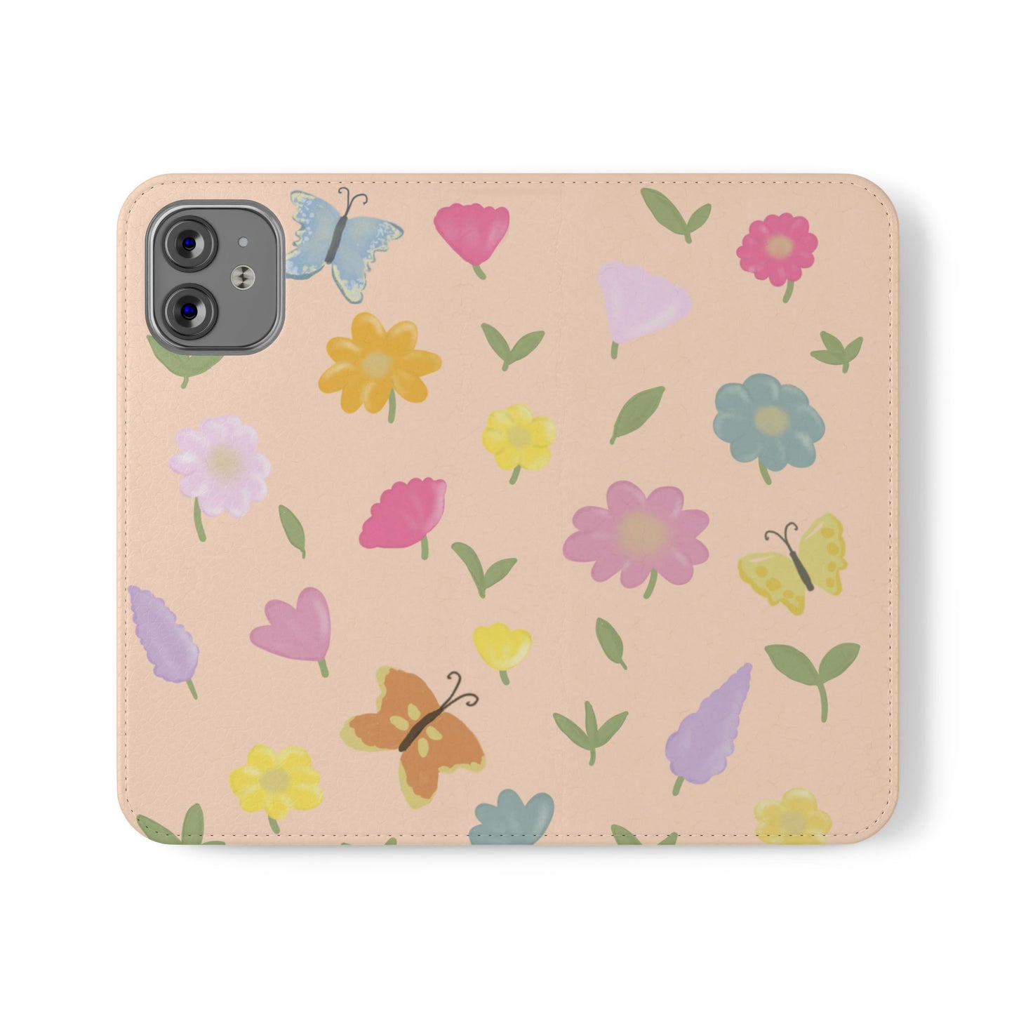 Floral Butterfly Flip Case - Vibrant Phone Wallet Cover for Nature Lovers