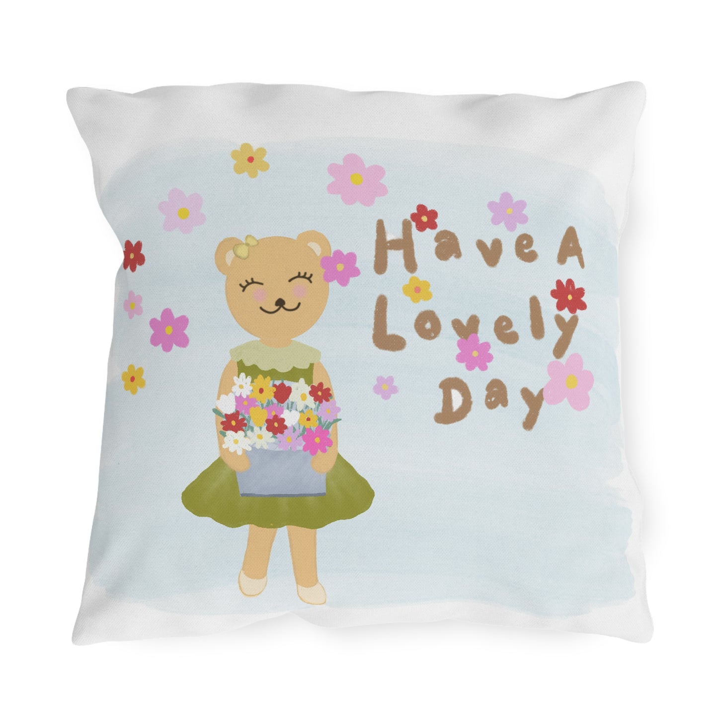 Whimsical Outdoor Pillows - 'Have A Lovely Day' Floral Decor