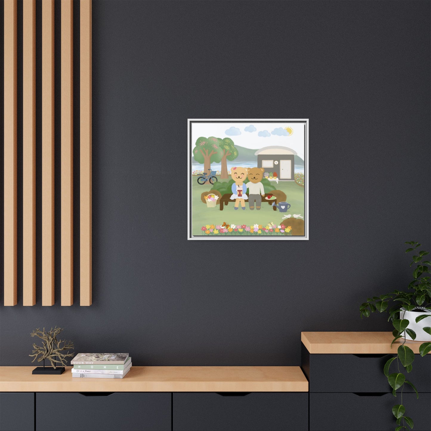 Whimsical Bear Love Framed Canvas Wall Art