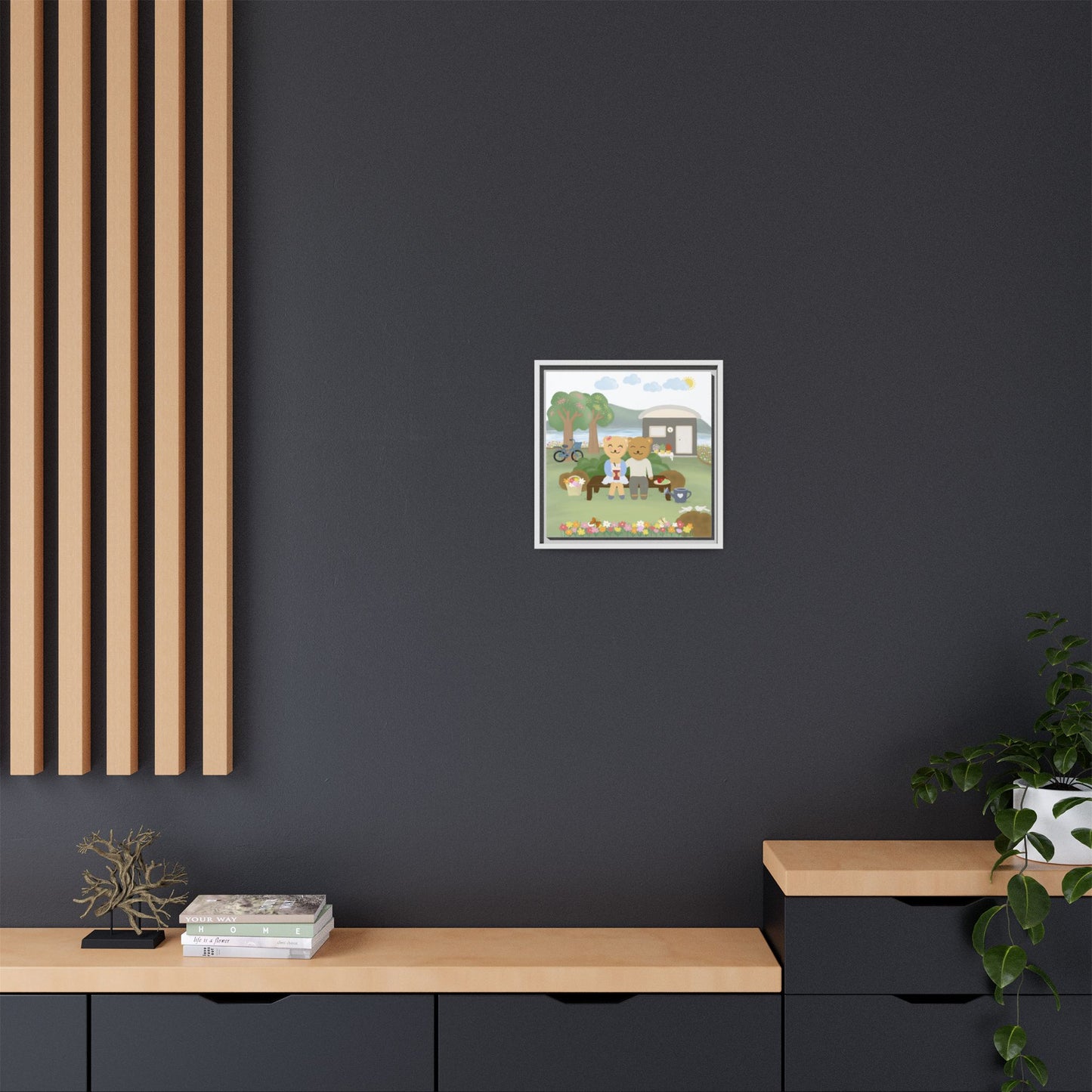 Whimsical Bear Love Framed Canvas Wall Art
