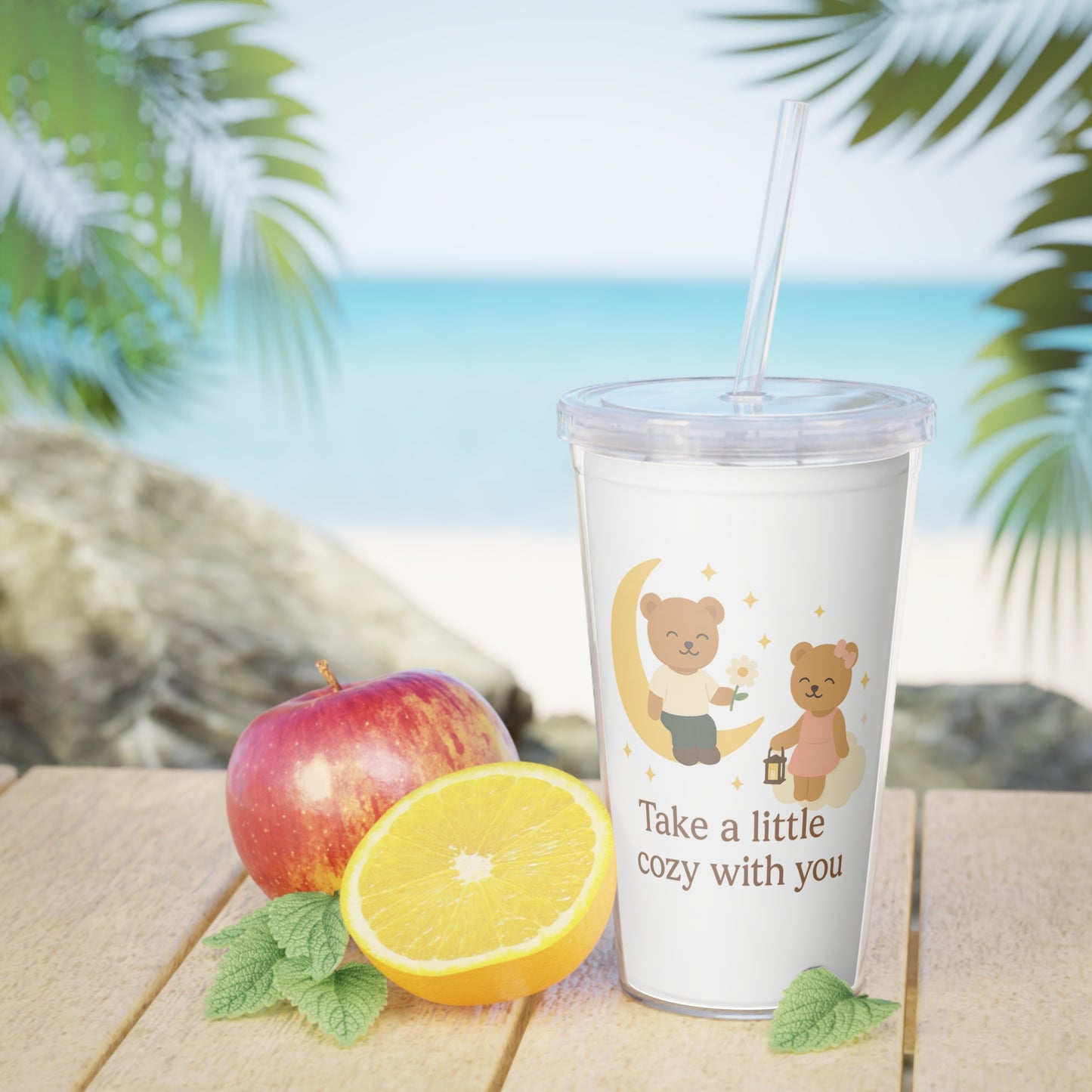 Cozy Bear Tumbler with Quote – Cute Cup with Straw for Travel & Gifts