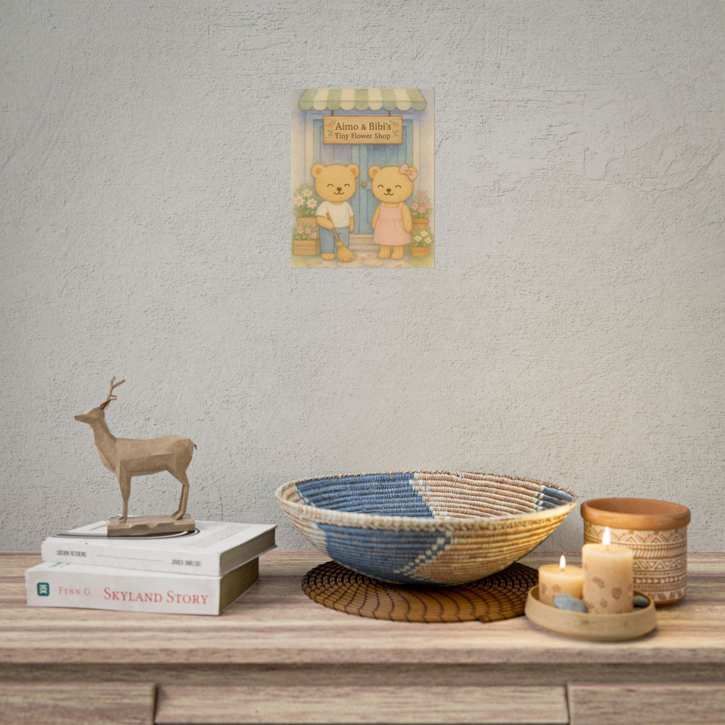 Tiny Flower Shop Poster – Cute Bear Wall Art for Nursery & Spring