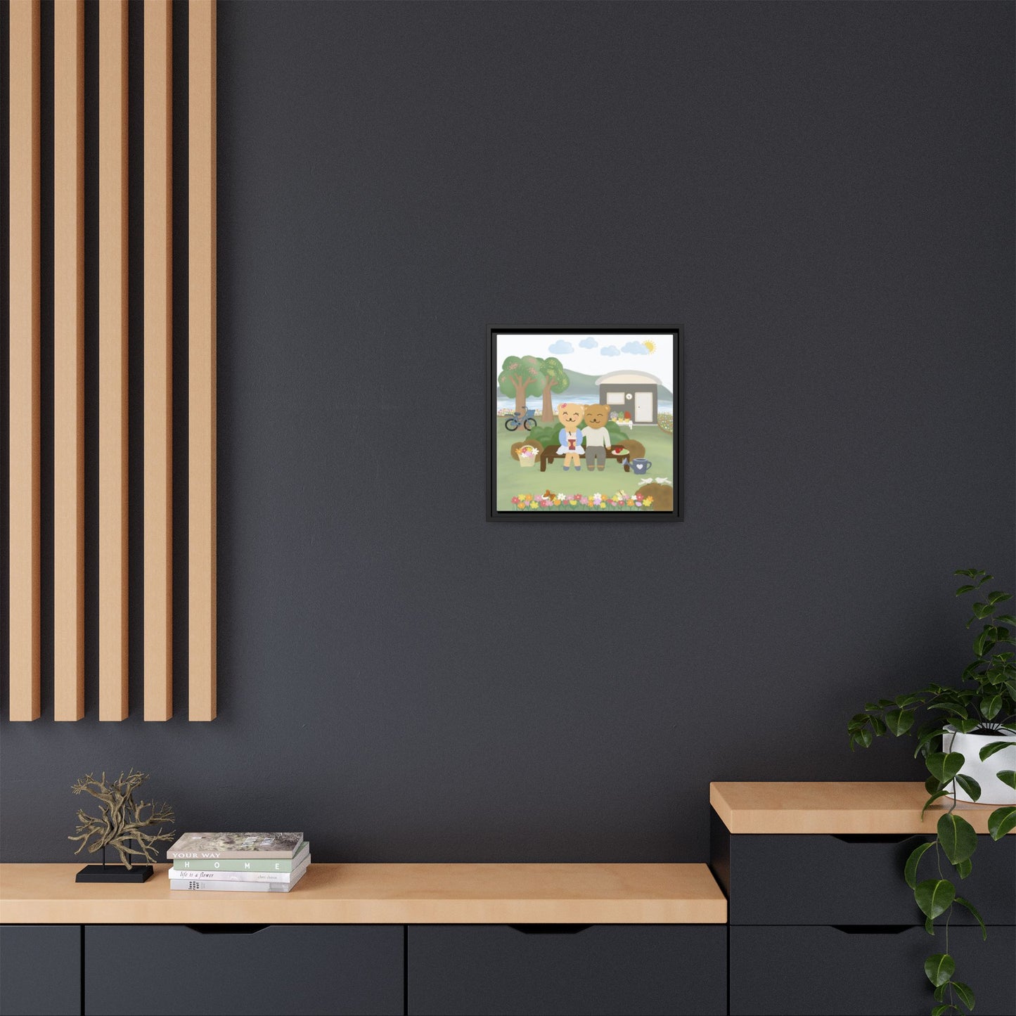 Whimsical Bear Love Framed Canvas Wall Art