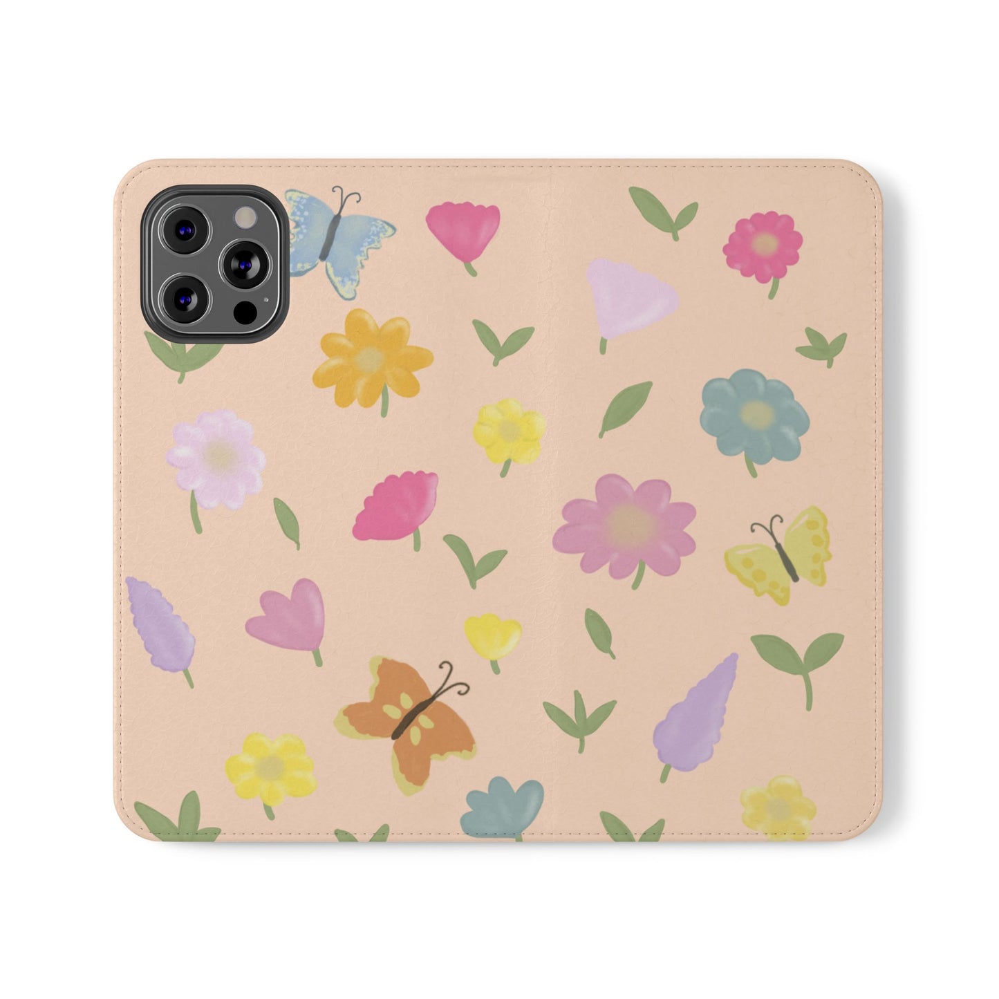 Floral Butterfly Flip Case - Vibrant Phone Wallet Cover for Nature Lovers